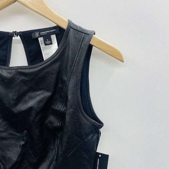 INC International Concepts Womens Small Faux Leather Bodysuit in Black $50 2467 - Picture 4 of 10